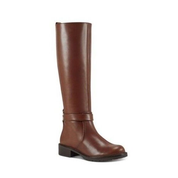 INC Womens 8.5 M Cognac Brown Leather Mireyal Knee High Riding Boots DISPLAY HX1 - Picture 1 of 6